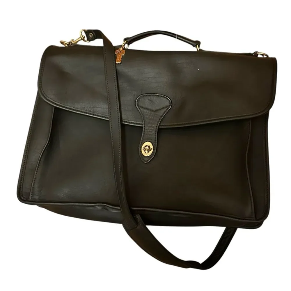 Jack George’s Leather Turnlock Briefcase Travel Bag Messenger Work Bag Black